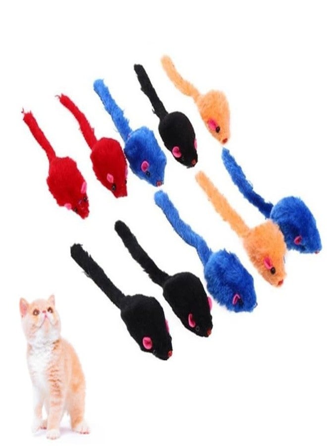 Labriciyon 10pcs Mini Colorful Plush Cat Toys - Mice for Cats & Kittens - Image 1